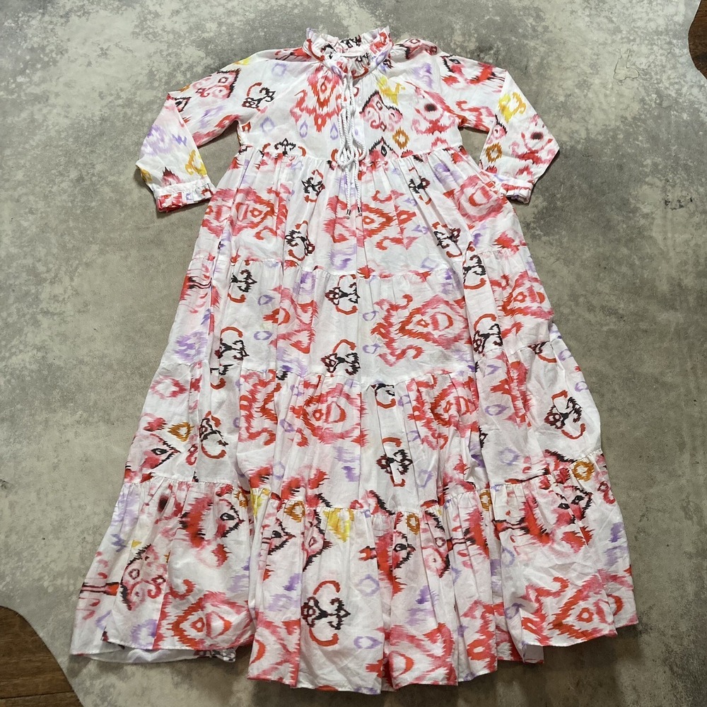 Eywasouls Malibu Dress Womens Size XS Cora Tiered Floral Ivory Print Maxi Pocket